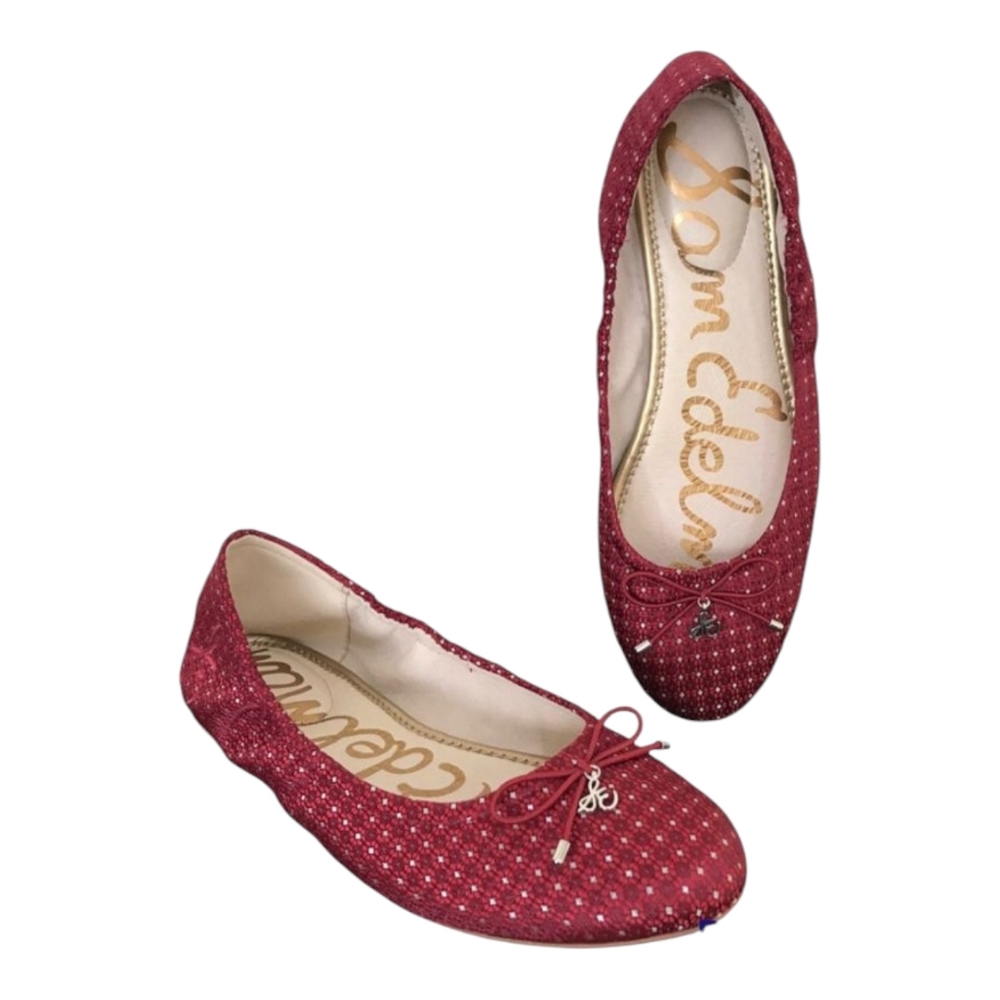 Sam Edelman Felicia Ballet Flat - Red + Diamonds Shape - Rare Pattern - Size 8.5